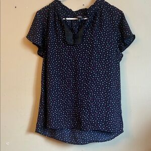 Bobeau Navy Blouse with White Dots (Bin C)